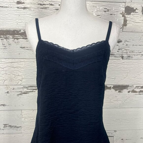 CABI All Purpose Lace Trim Satin Cami Navy Sz L #5915 NWOT - Picture 3 of 5
